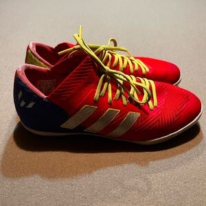 Adidas Messi Red and Blue Indoor Turf Soccer Shoes, used but good condition​
